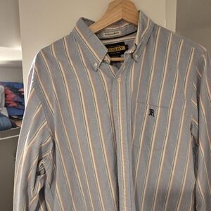 Rugby Ralph Lauren Oxford Blue Striped Shirt Large